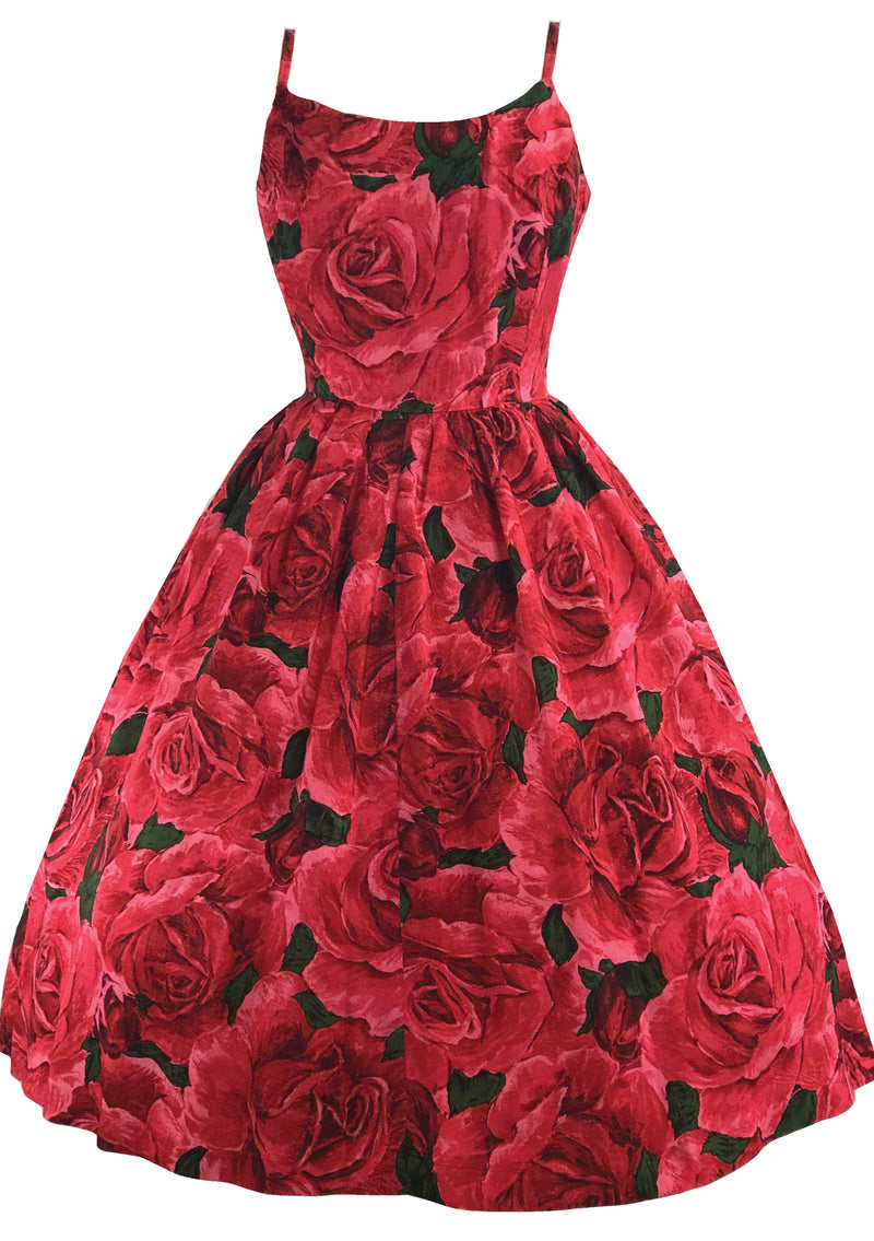 Vintage 1950s Red Roses Silk Dress - New! ( LAYBY)