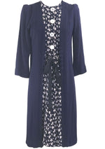 Vintage 1940s Blue Rayon Dress & Coat Ensemble - New!