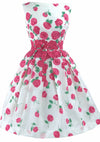 1950's Magenta Pink Floral Cascading Roses Dress - New!