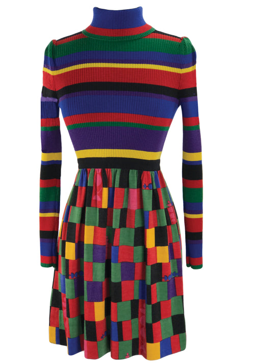 1960s Colour Block Designer Knit Dress- New!