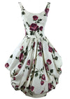 Stunning 1950s Sculptured Magenta Roses Cocktail Dress- New!