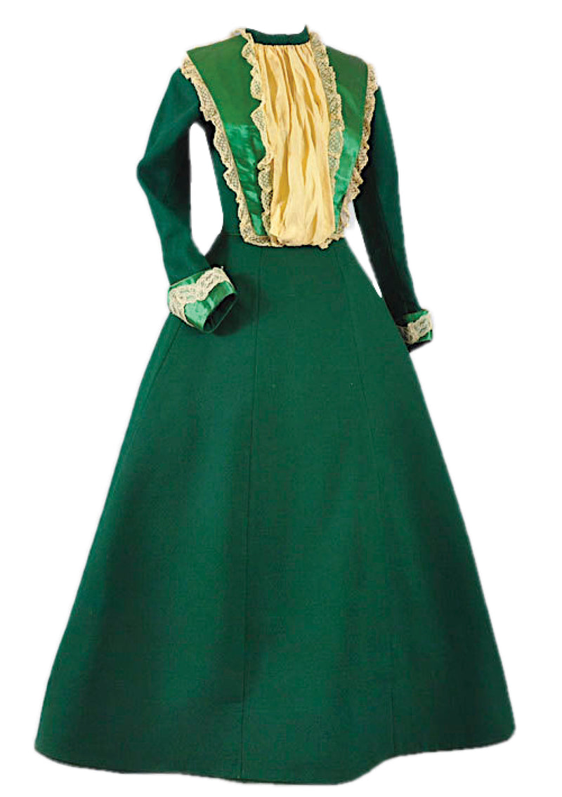 Antique Victorian Green Belle Epoque Promenade Dress - New!