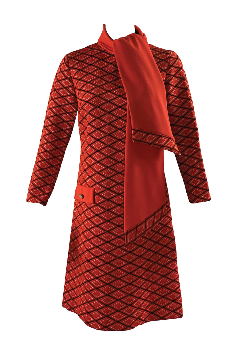 Vintage 1960s Geometric Print Mod Dress- NEW!