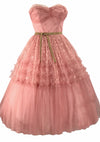 Vintage 1950s Rose Pink Lace Party Dress - New!