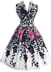 1950s Pink and Black Roses Border Print Cotton Dress- New!