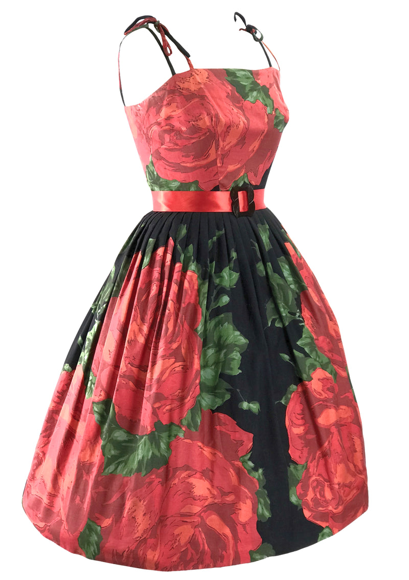 Vintage 1950s Collectable Large Red Roses Dress- New!