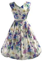 Vibrant 1950s Bouquet Floral Nylon Dress- New!