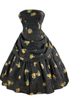 Vintage 1950s Linzi Line British Designer Black Floral Dress- NEW!