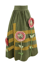 Vintage 1970s Sunflower Appliqué Maxi Skirt by Designer Chessa Davis - New!