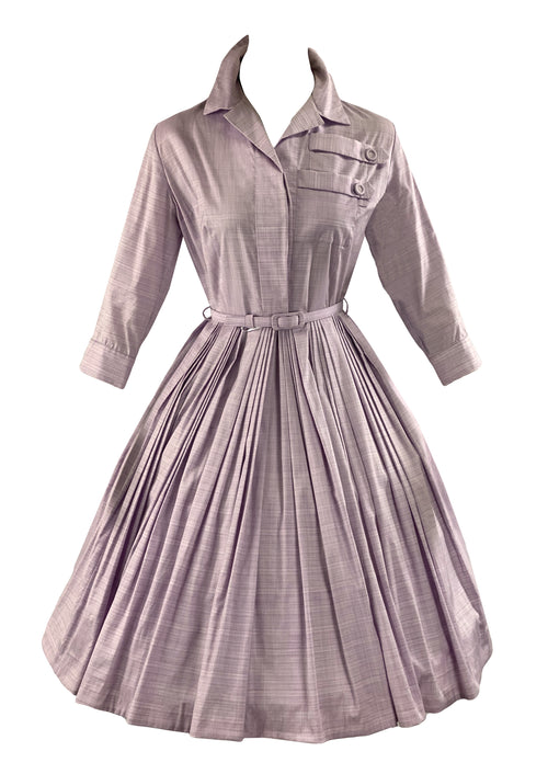 Vintage Late 1950s Liliac Cotton Shirtfront Dress- NEW!