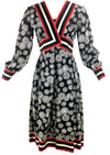 Vintage 1960s Black Optical Print Designer Dress- New!