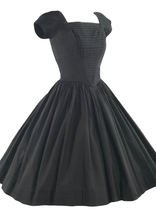 Vintage 1950s Black Cotton Jerry Gilden Dress - New!