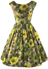 Vintage 1950s Green Floral Cotton Dress - New!