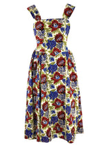 Vintage 1940s Red & Blue Rayon Sundress- New!