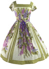 1950s Jerry Gilden Designer Lilac Border Floral Dress- New