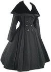 1950s Couture Lilli Ann Black Wool Princess Coat- New!