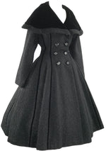1950s Couture Lilli Ann Black Wool Princess Coat- New!