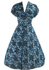 Vintage 1950s Blue Flocked Cocktail Dress- New!