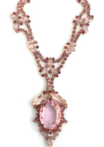 Tourmaline Pink Large Central Drop Czech Necklace - New!
