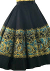 Vintage 1950s Black Painted Wool Felt Skirt - New!