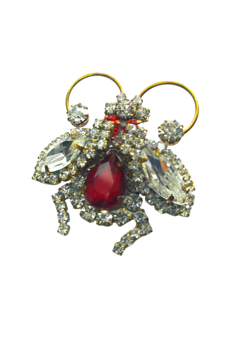 Beautiful Czech Rhinestone Bug  Brooch- New!