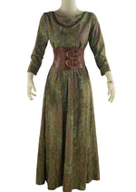 Vintage 1970s  Paisley Lurex Maxi Caftan Dress - NEW!