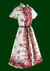 Sensational 1950s Red Roses Cotton Dress- New!