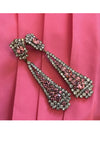 Beautiful Czech Tourmaline and Clear Crystal Earrings - New!