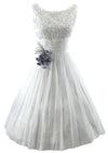 Late 1950s Early 1960s White Chiffon Cocktail / Wedding Dress- New!