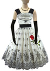 Vintage 1950s B&W Flocked Chiffon Party Dress - New!