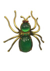 Vintage 1940s Green Art Glass & Brass Spider Brooch- New!