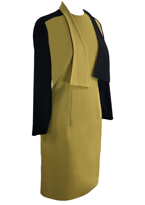 1960s Black and Mustard Dress and Vest Ensemble- New!