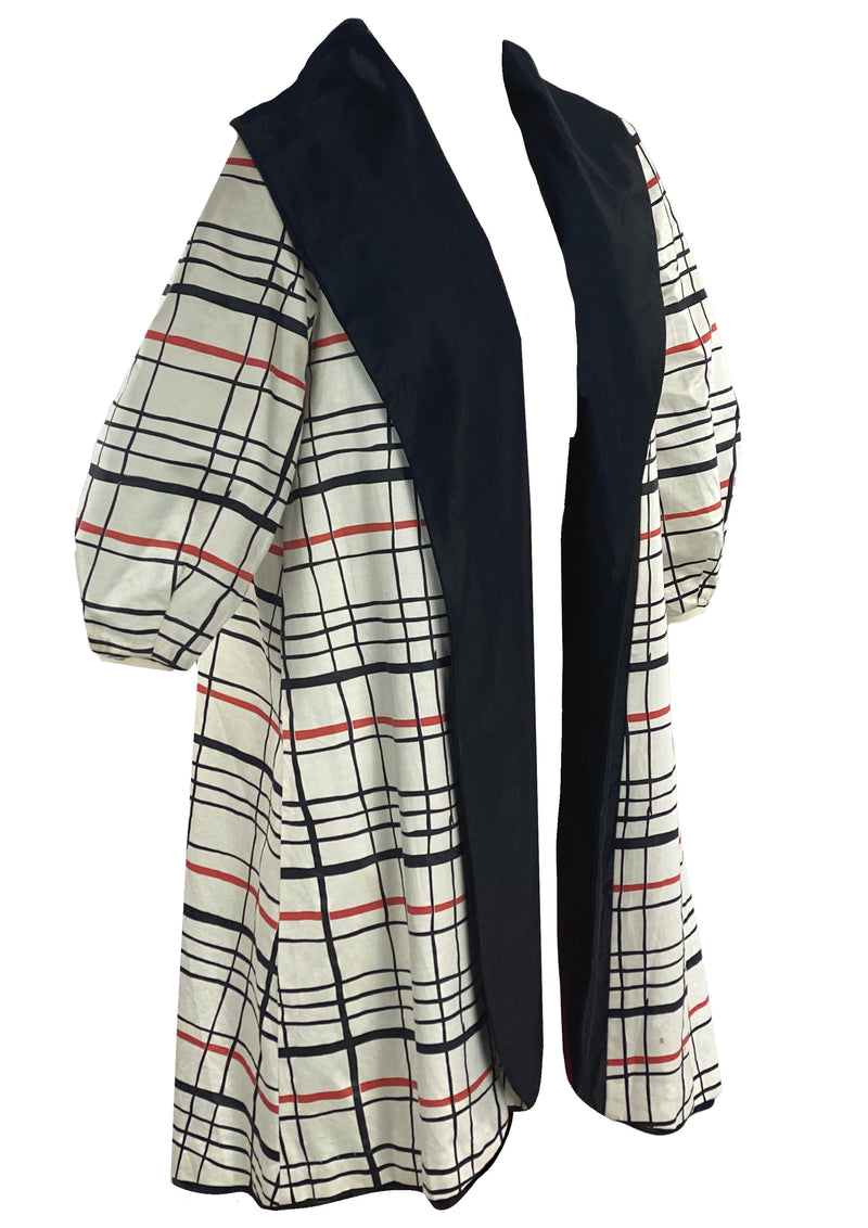 Vintage 1950s Red, White and Black Plaid Coat - New!