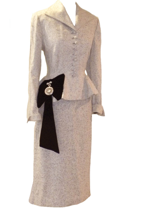 Couture 1950s Oatmeal Textured Wool Lilli Ann Suit - New!