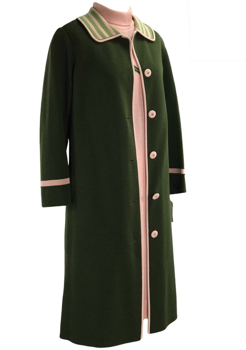Quality 1960s Avocado Green & Pink Ensemble- New!