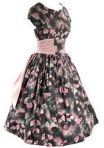 1950s Dancing Rose Petals Cotton Dress- New!