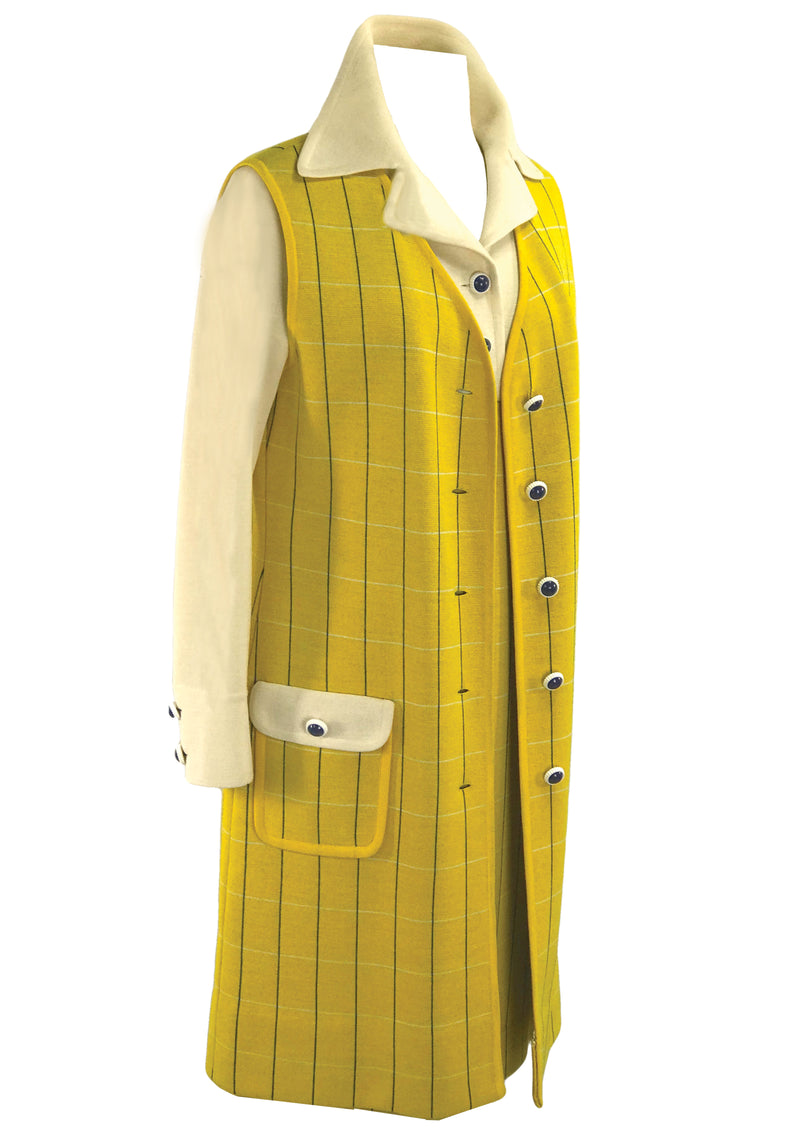 Vintage 1970s Golden Yellow and Cream Wool Ensemble - New!