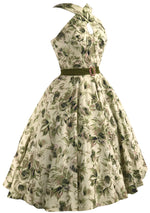 Vintage 1950s Cross-Over Neckline Floral Dress - New!