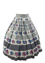 Vintage 1950s Grey Floral Cotton Skirt- New!