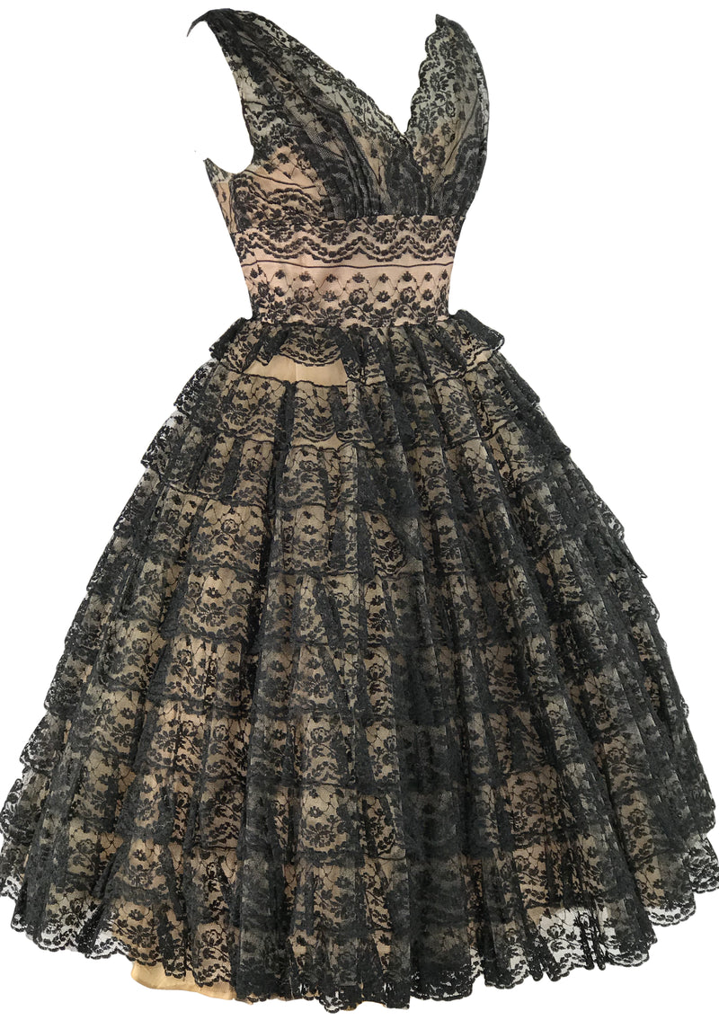 Spectacular 1950s Black Lace Cocktail Dress- New!