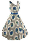 Vintage 1950s Blue Cameo Roses Cotton Dress- New!