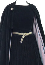 Quality 1950s Black Velvet Dress & Coat Ensemble- New!