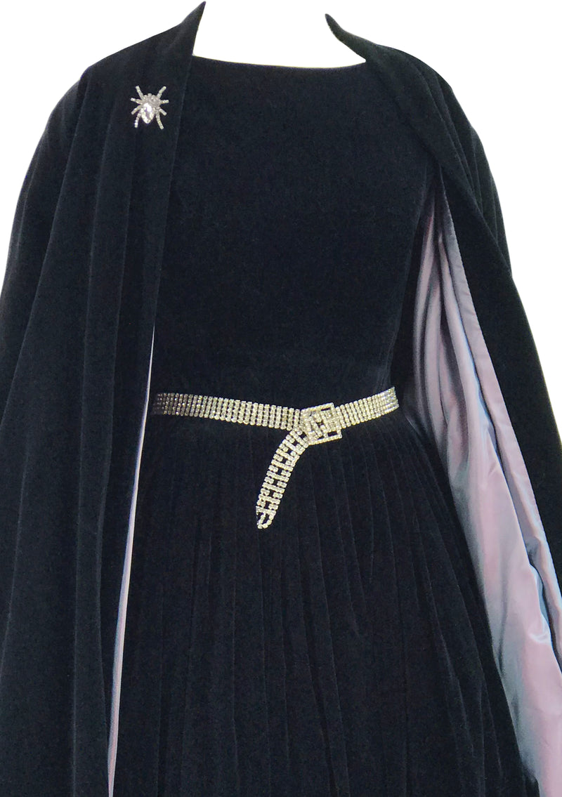 Quality 1950s Black Velvet Dress & Coat Ensemble- New!