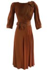 Late 1930s Russet Brown Crepe Dress - New!