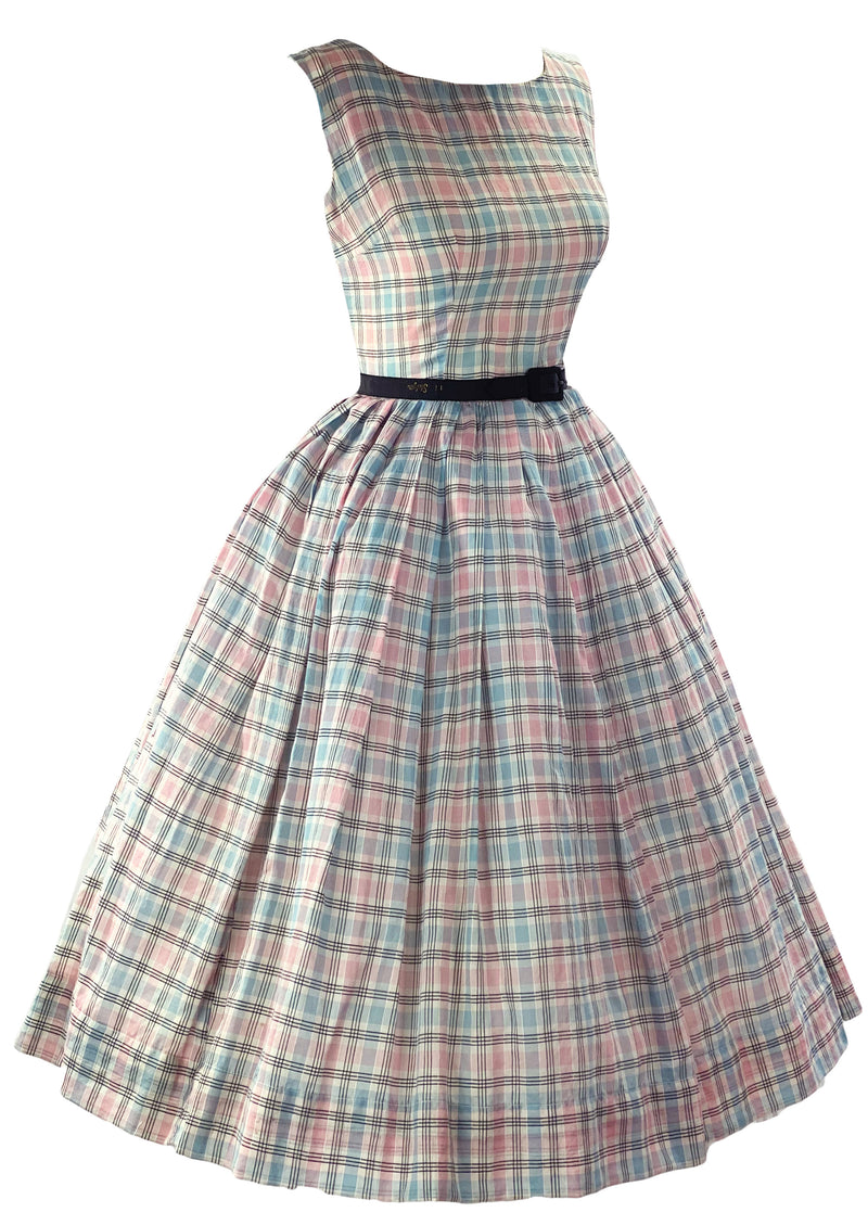 Late 1950s Early 1960s Pink & Blue Plaid Dress - New!