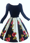 Vintage Early 1960s Crimson Roses Silk Dress- NEW!