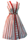 Charming 1950s Red & White Polka Dots Cotton Dress - New!