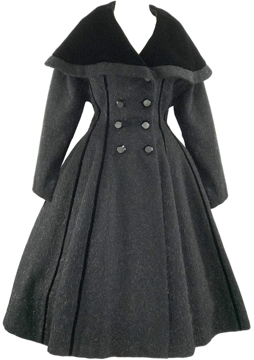 1950s Couture Lilli Ann Black Wool Princess Coat- New!