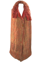 Vintage 1920s Tangerine Silk Velvet & Lame Cape - New!
