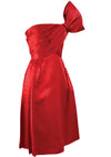 Vintage 1960s Ruby Red Silk Satin Designer Dress- New!